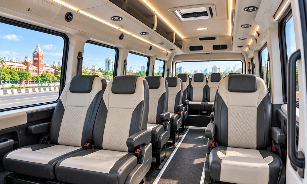 12 seater Force Urbania Tempo Traveller for group travel from Ambattur