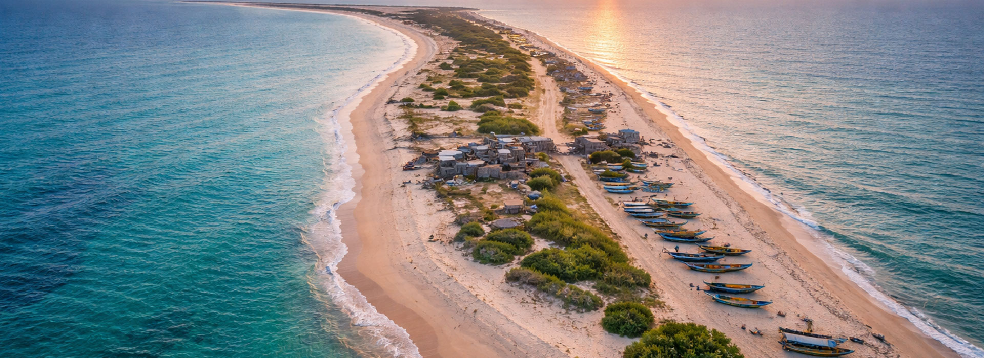 Ruins of Dhanushkodi church and beach with turquoise waters