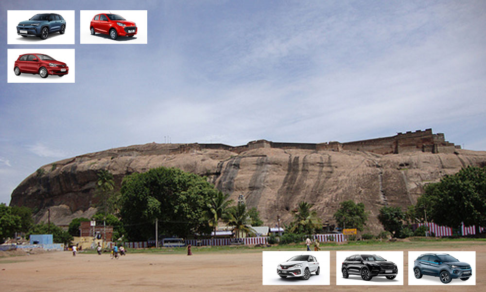 Dindigul Fort walls and rock fort entrance