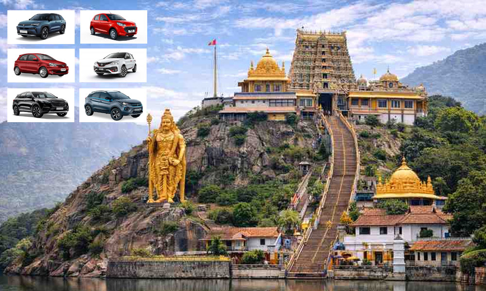 Palani temple gopuram and hill view