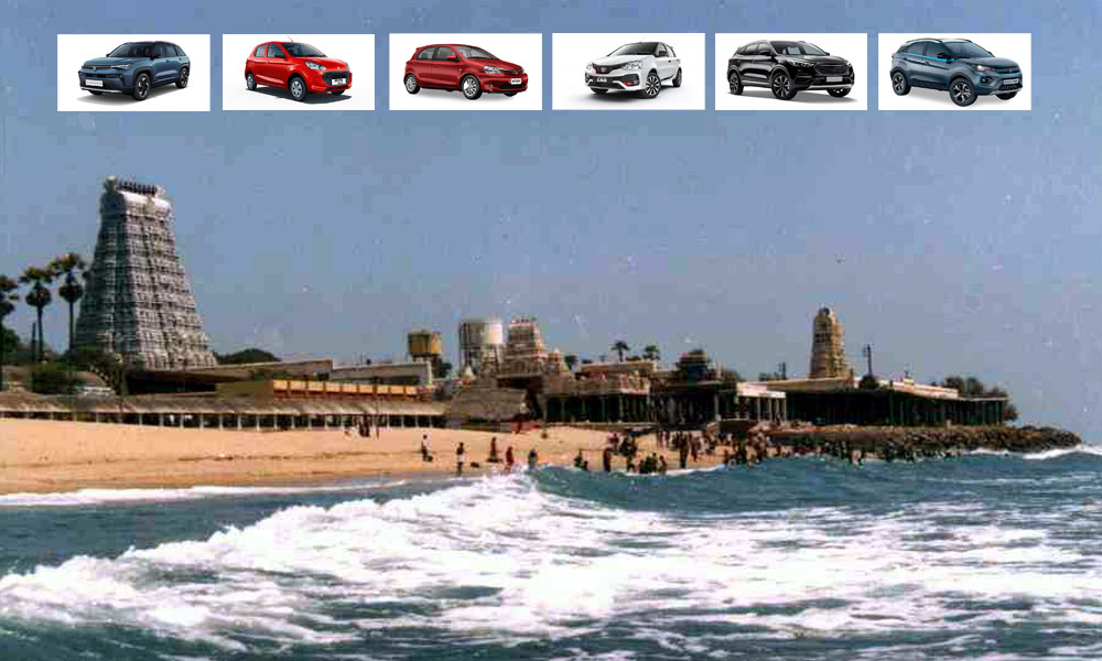 Tiruchendur temple corridor and sea view
