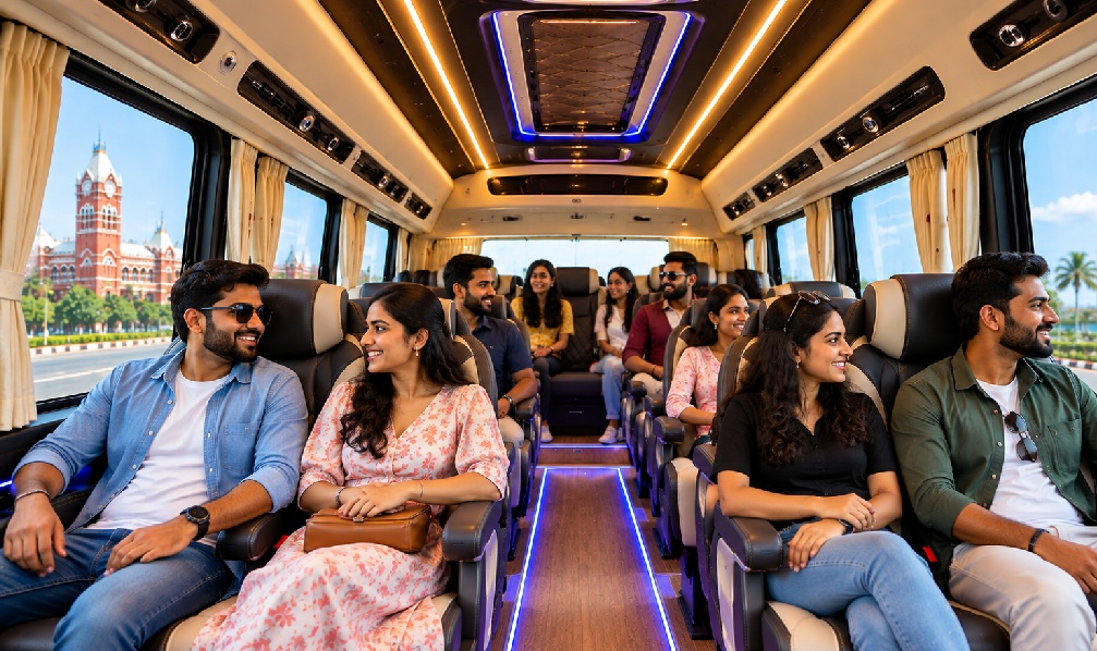 Luxury Urbania interior for group travel in Chennai