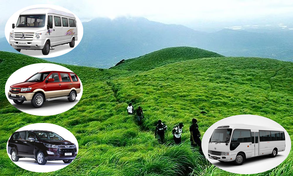 Car driving through scenic spice plantations and green hills of Wayanad